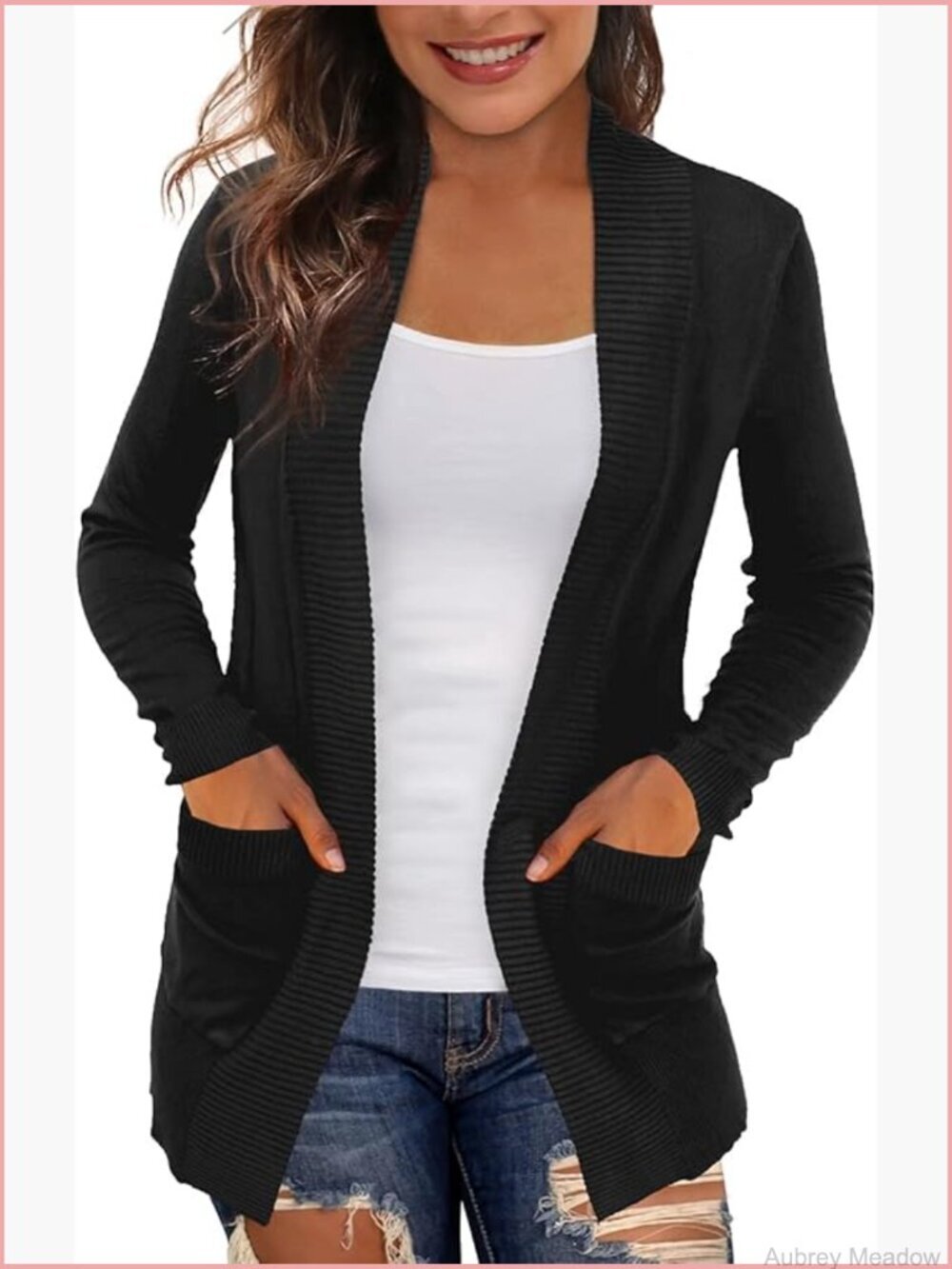 Lightweight Open Front Cardigan with Pockets Long Sleeve Sweater S-XXL